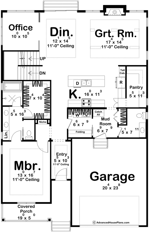 Architectural House Design - Floor Plan - Main Floor for Farmhouse House Plan #455-772 - 3 bed, 2.5 bath