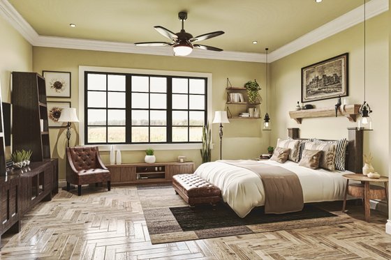 Interior - Master Bedroom for Craftsman House Plan #54-408 - 3 bed, 2 bath