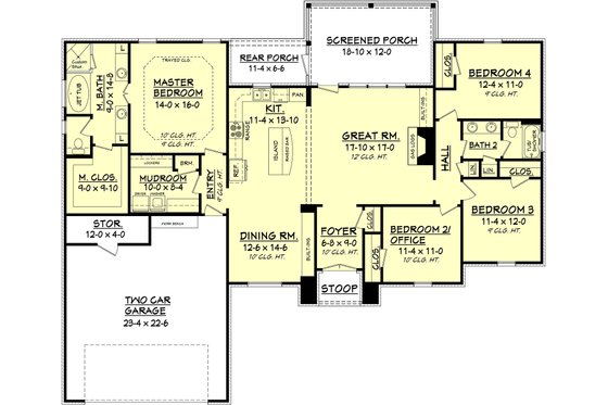 Floor Plan - Main Floor for European House Plan #430-74 - 4 bed, 2 bath