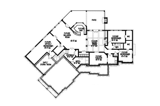 Floor Plan - Lower Floor for Craftsman House Plan #54-527 - 3 bed, 2.5 bath