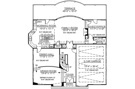 Floor Plan - Main Floor for European House Plan #119-122 - 5 bed, 4 bath