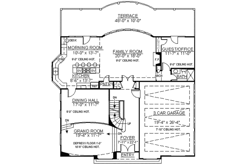 Dream House Plan - Floor Plan - Main Floor for European House Plan #119-122 - 5 bed, 4 bath