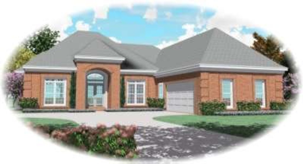 Exterior - Front Elevation 2 for European House Plan #81-1253 - 3 bed, 3 bath