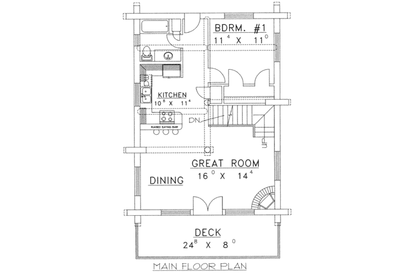 Home Plan - Floor Plan - Main Floor for Log House Plan #117-494 - 2 bed, 1.5 bath
