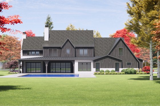 Exterior - Rear Elevation 1 for Tudor House Plan #1096-2 - 4 bed, 4.5 bath