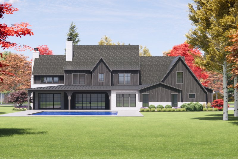 Dream House Plan - Exterior - Rear Elevation 1 for Tudor House Plan #1096-2 - 4 bed, 4.5 bath