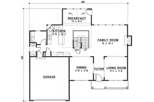 Floor Plan - Main Floor for Traditional House Plan #67-513 - 4 bed, 2.5 bath