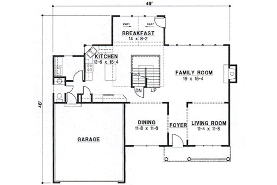 Floor Plan - Main Floor for Traditional House Plan #67-513 - 4 bed, 2.5 bath