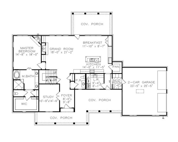 Architectural House Design - Traditional Floor Plan - Main Floor Plan #54-505
