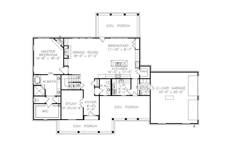 Home Plan - Floor Plan - Main Floor for Traditional House Plan #54-505 - 3 bed, 2.5 bath