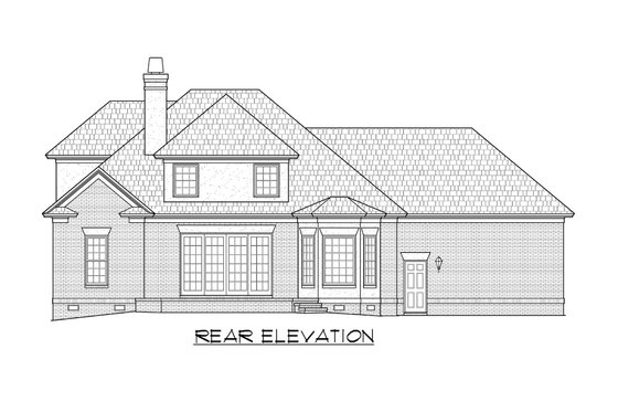 Exterior - Rear Elevation for Traditional House Plan #1054-69 - 3 bed, 2.5 bath