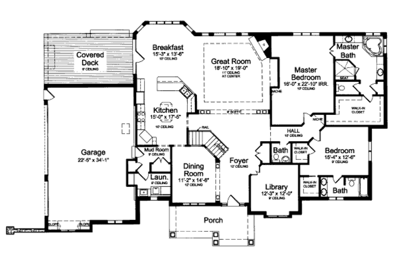 Home Plan - Floor Plan - Main Floor for Traditional House Plan #46-418 - 2 bed, 2.5 bath