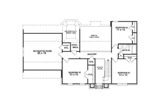 Floor Plan - Upper Floor for Traditional House Plan #81-490 - 4 bed, 2.5 bath