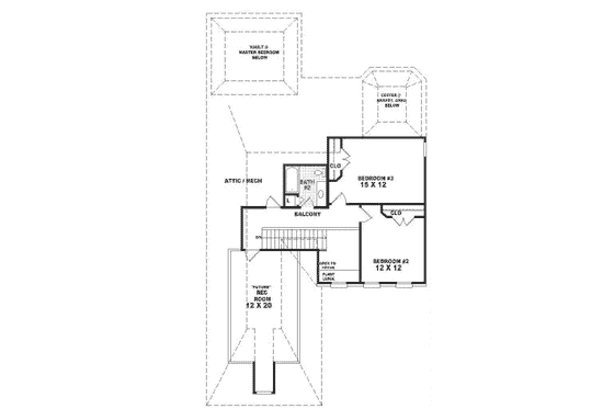 Floor Plan - Upper Floor for European House Plan #81-265 - 3 bed, 2.5 bath
