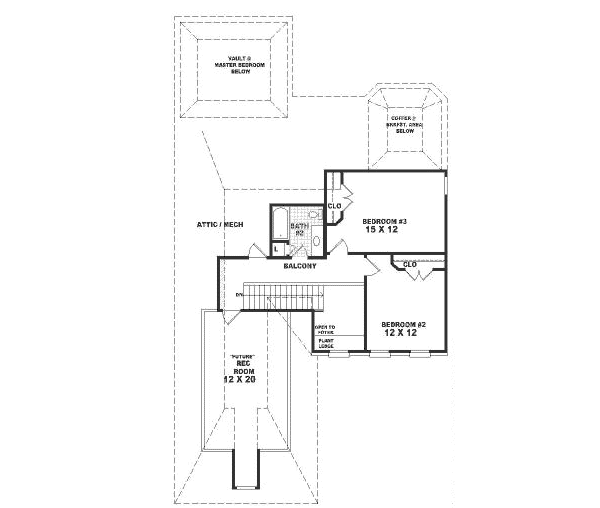Floor Plan - Upper Floor for European House Plan #81-265 - 3 bed, 2.5 bath