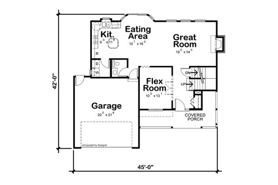 Floor Plan - Main Floor for Craftsman House Plan #20-2191 - 4 bed, 2.5 bath