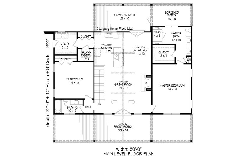 House Blueprint - Floor Plan - Main Floor for Country House Plan #932-587 - 2 bed, 2 bath