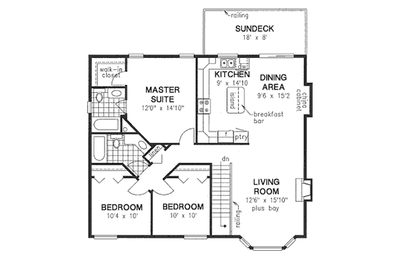 House Blueprint - Floor Plan - Main Floor for Traditional House Plan #18-274 - 3 bed, 2 bath