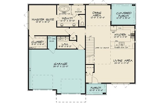 Floor Plan - Main Floor for Contemporary House Plan #17-3426 - 3 bed, 2 bath