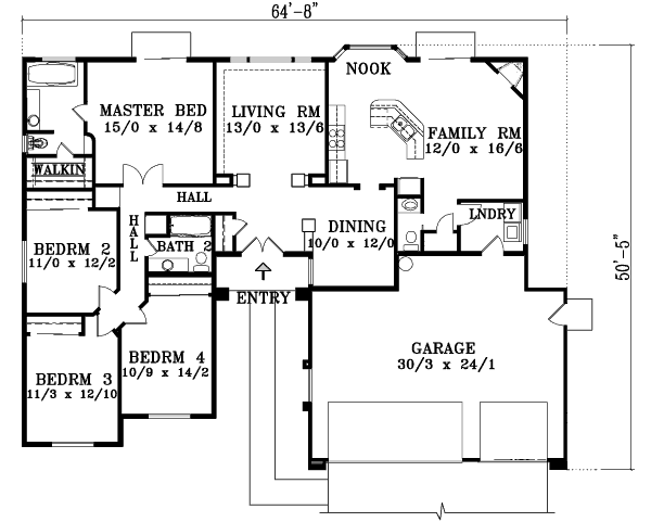Adobe / Southwestern Floor Plan - Main Floor Plan #1-1384
