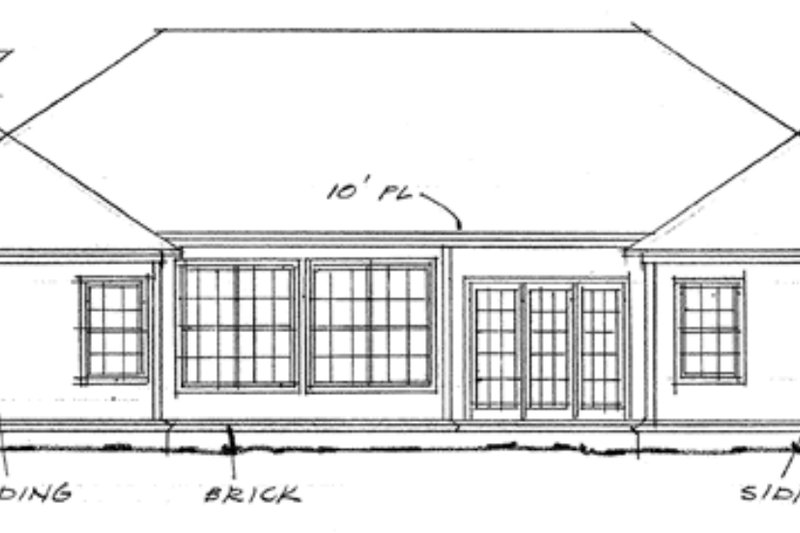Dream House Plan - Exterior - Rear Elevation for Ranch House Plan #20-357 - 4 bed, 2 bath