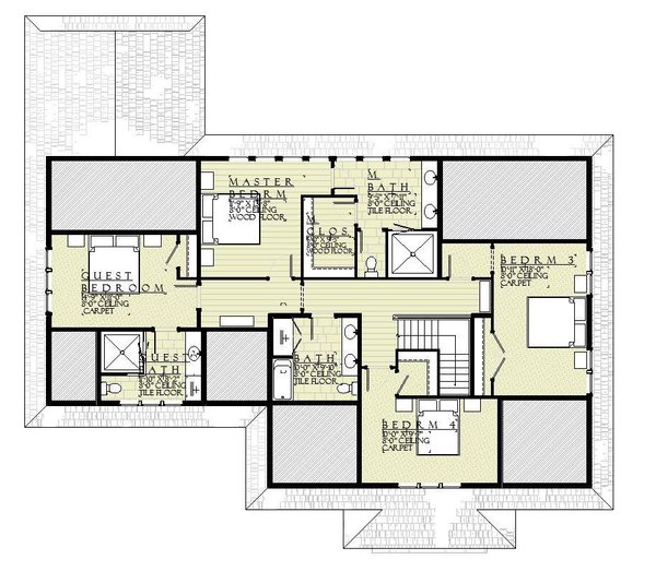 House Design - Traditional Floor Plan - Upper Floor Plan #901-153