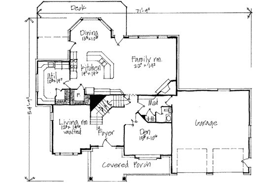 Floor Plan - Main Floor for Traditional House Plan #308-155 - 5 bed, 2.5 bath