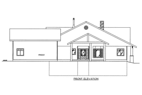 Exterior - Front Elevation for Ranch House Plan #117-877 - 3 bed, 3.5 bath