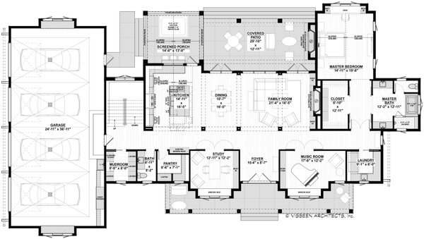 House Blueprint - Southern Floor Plan - Main Floor Plan #928-378