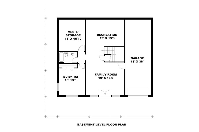 Architectural House Design - Floor Plan - Lower Floor for Craftsman House Plan #117-873 - 4 bed, 4.5 bath