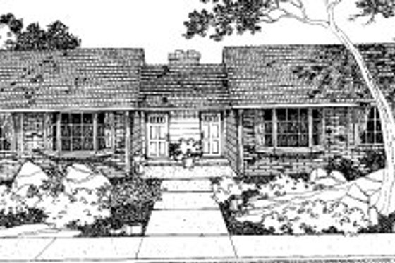 Exterior - Front Elevation for Ranch House Plan #303-190 - 2 bed, 1 bath