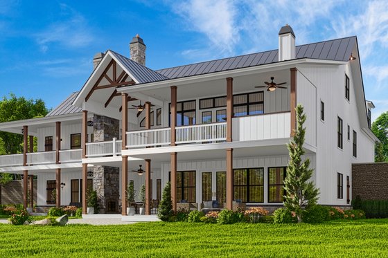 Exterior - Rear Elevation 2 for Farmhouse House Plan #54-488 - 3 bed, 3.5 bath