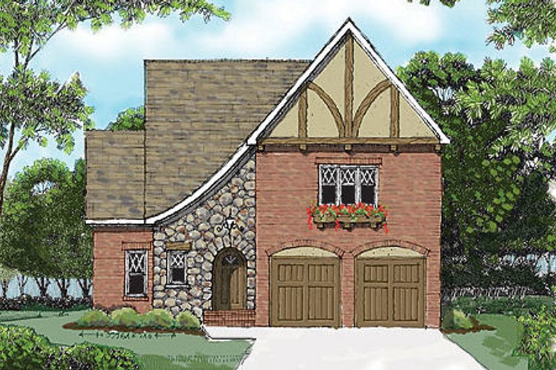 Dream House Plan - Tudor Exterior - Front Elevation Plan #413-137