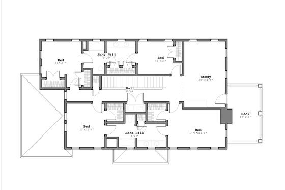 Floor Plan - Upper Floor for Contemporary House Plan #926-4 - 5 bed, 3.5 bath