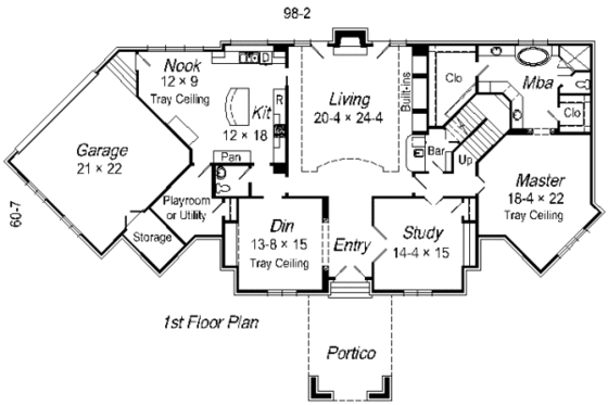 Floor Plan - Main Floor for European House Plan #329-312 - 4 bed, 3.5 bath
