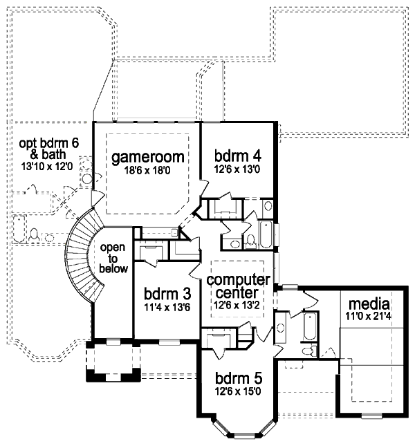 House Plan Design - European Floor Plan - Upper Floor Plan #84-430