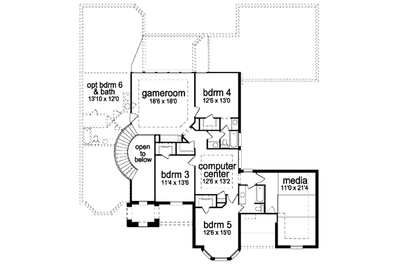 Home Plan - Floor Plan - Upper Floor for European House Plan #84-430 - 5 bed, 4.5 bath