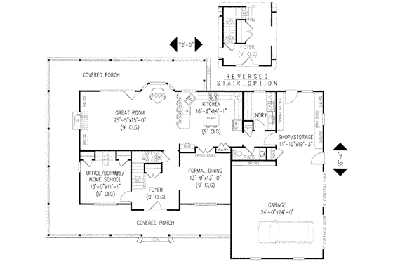 Floor Plan - Main Floor for Country House Plan #11-117 - 4 bed, 2.5 bath