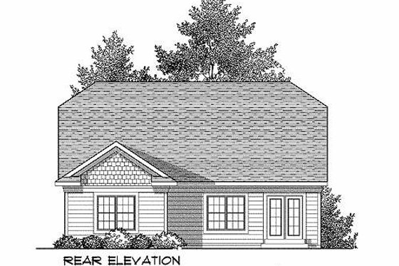 Exterior - Rear Elevation for Bungalow House Plan #70-898 - 2 bed, 2 bath