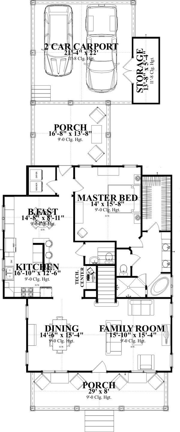 Farmhouse Floor Plan - Main Floor Plan #63-376