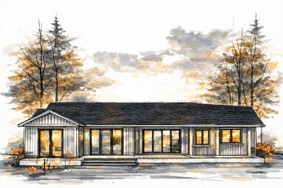 Exterior - Rear Elevation for Country House Plan #1101-58 - 3 bed, 3.5 bath
