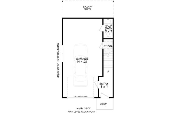 Floor Plan - Main Floor for Contemporary House Plan #932-1030 - 1 bed, 1.5 bath