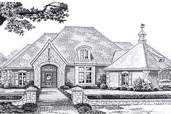 Exterior - Front Elevation for European House Plan #310-943 - 4 bed, 3.5 bath