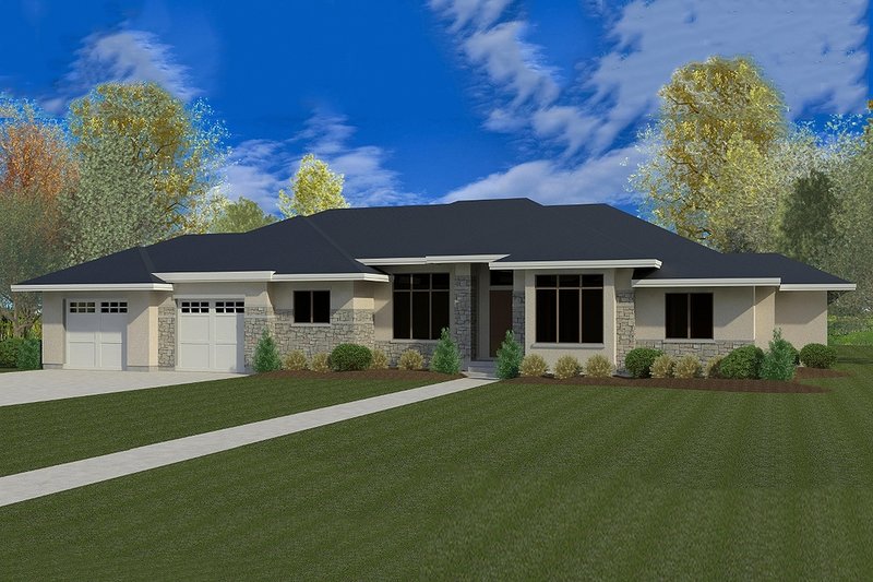 House Blueprint - Modern Exterior - Front Elevation Plan #920-41