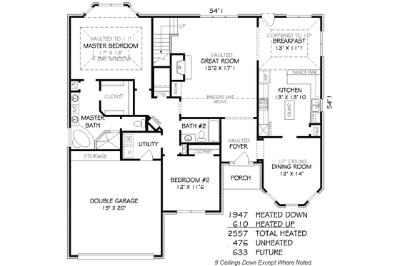Floor Plan - Main Floor for Traditional House Plan #424-150 - 3 bed, 3 bath