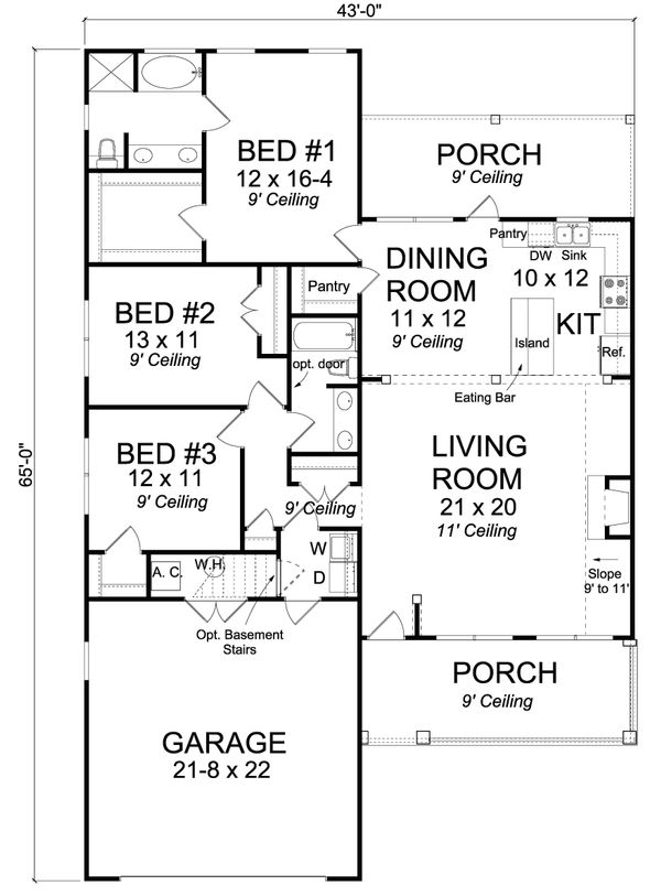 House Plan Design - Cottage Floor Plan - Main Floor Plan #513-2082