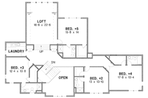 Floor Plan - Upper Floor for Craftsman House Plan #67-875 - 6 bed, 6.5 bath