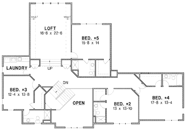 Craftsman Floor Plan - Upper Floor Plan #67-875