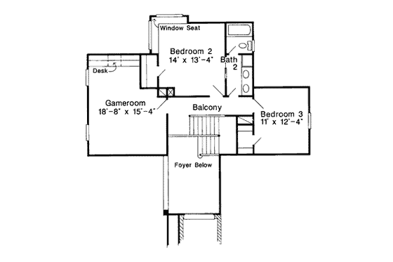 Floor Plan - Upper Floor for Cottage House Plan #410-364 - 3 bed, 2.5 bath