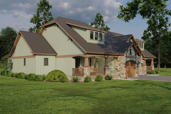 Exterior - Front Elevation 4 for European House Plan #17-2220 - 2 bed, 2 bath